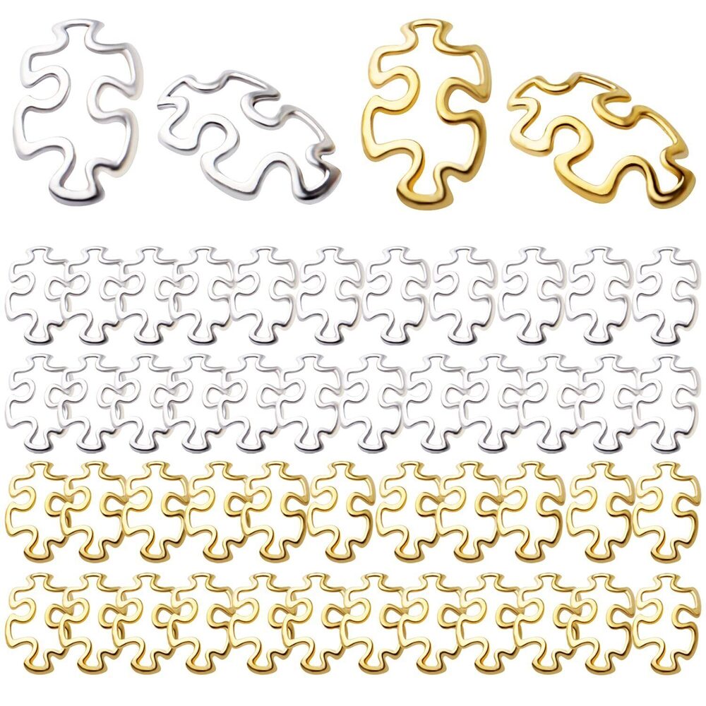 5907 50pcs Alloy Autism Awareness Charms Alloy Puzzle Piece Charm Pendant